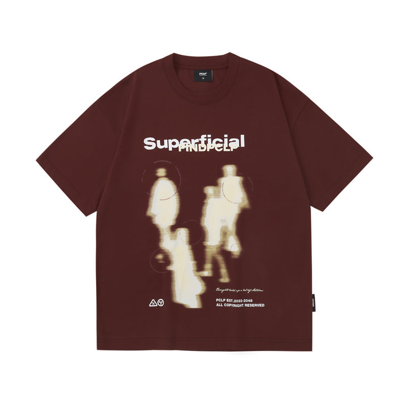 Men’s Casual Graphic T-Shirt – Blur Portrait Print Loose Crew Neck Short Sleeve Top