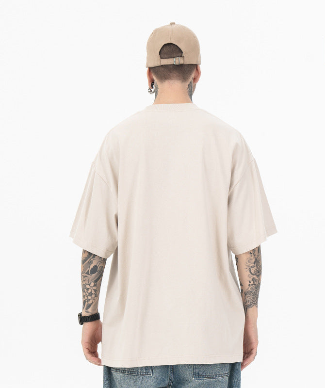 Men’s Letter Print Round Neck Short Sleeve T-Shirt – Casual Graphic Cotton Tee