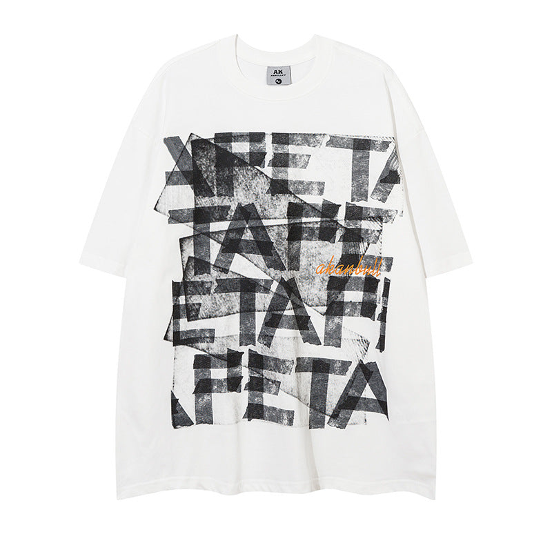 Unisex Letter Print Loose T-Shirt – Casual Top for Men & Women