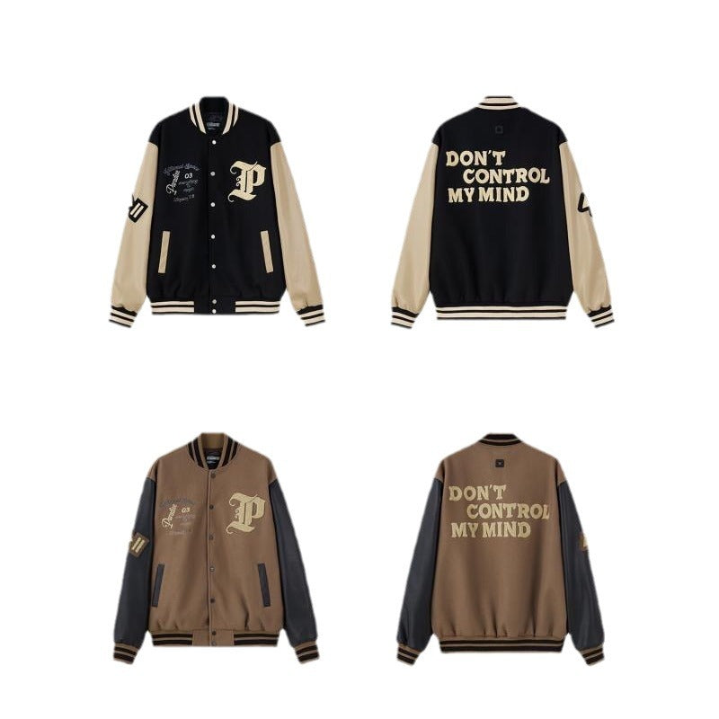 Men’s Streetwear PU Leather Patchwork Coat – Stylish Casual Jacket