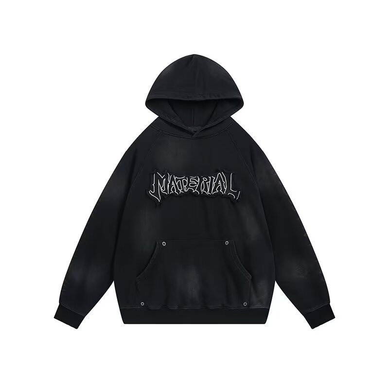 Men’s Distressed Graffiti Hoodie – Retro American Streetwear Sweatshirt