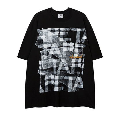 Unisex Letter Print Loose T-Shirt – Casual Top for Men & Women