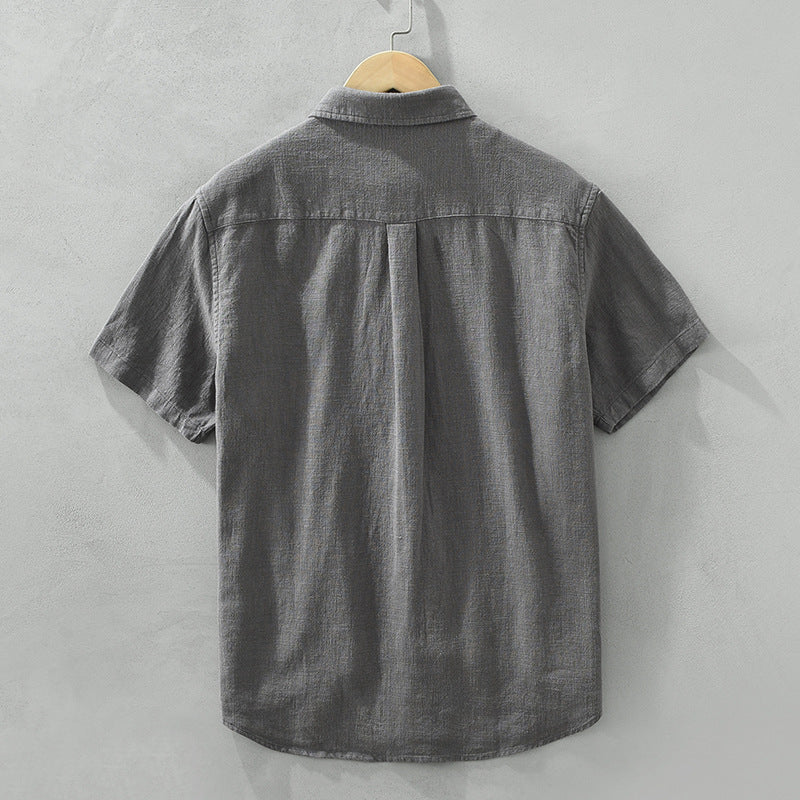 Lightweight Cotton Linen Short Sleeve Shirt for Men – Cool & Comfortable Lapel Style