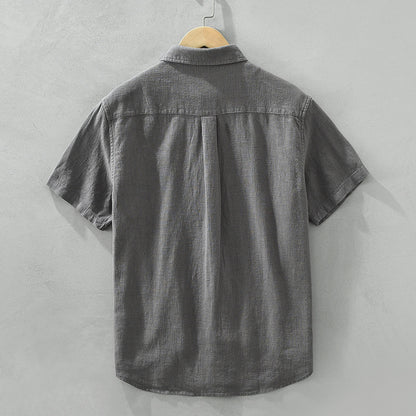 Lightweight Cotton Linen Short Sleeve Shirt for Men – Cool & Comfortable Lapel Style