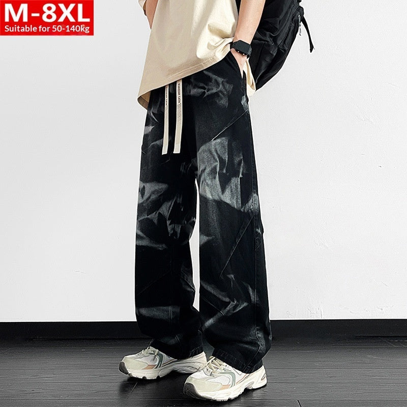 Men’s Wide Leg Straight Denim Jeans – Loose Fit Stretch Casual Streetwear Pants