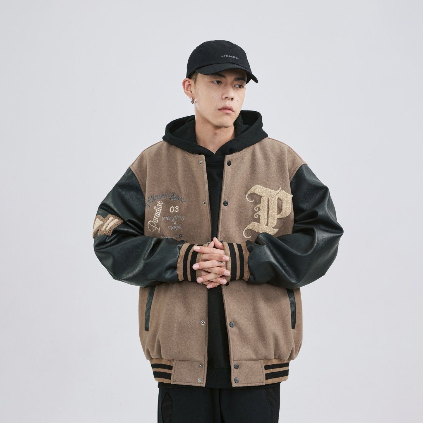 Men’s Streetwear PU Leather Patchwork Coat – Stylish Casual Jacket