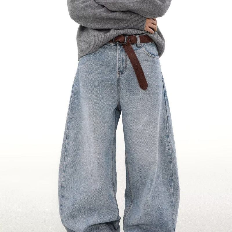 Retro Washed Straight Leg Jeans for Men – Distressed Casual Denim Pants