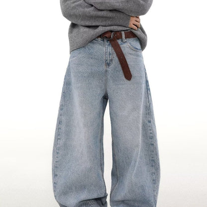 Retro Washed Straight Leg Jeans for Men – Distressed Casual Denim Pants
