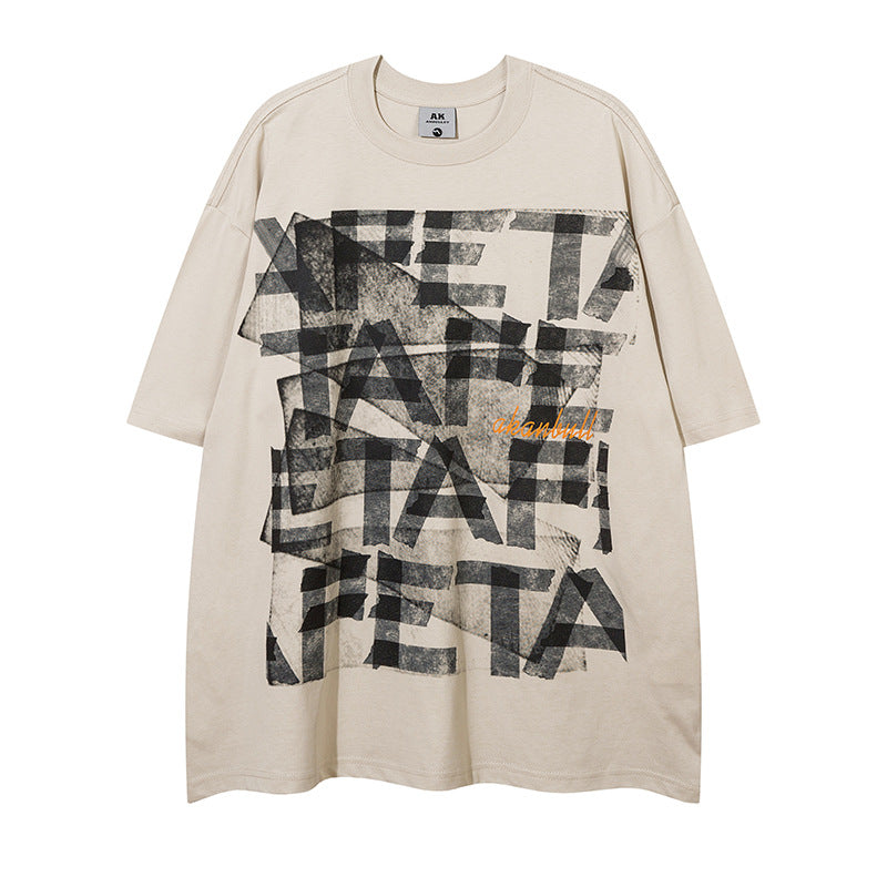 Unisex Letter Print Loose T-Shirt – Casual Top for Men & Women