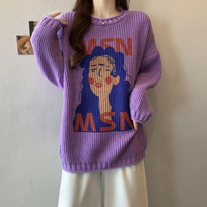 Women’s Knit Sweater Coat Top – Soft Loose Fit Korean Fashion Outerwear