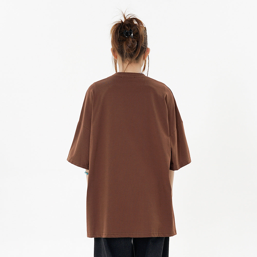 Women’s Casual Letter Patch Embroidery T-Shirt – Stylish Short Sleeve Cotton Top