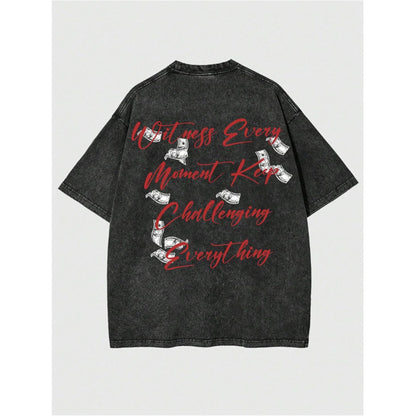 Women’s Casual Graphic T-Shirt with Figure & Letter Print – Trendy Short Sleeve Top