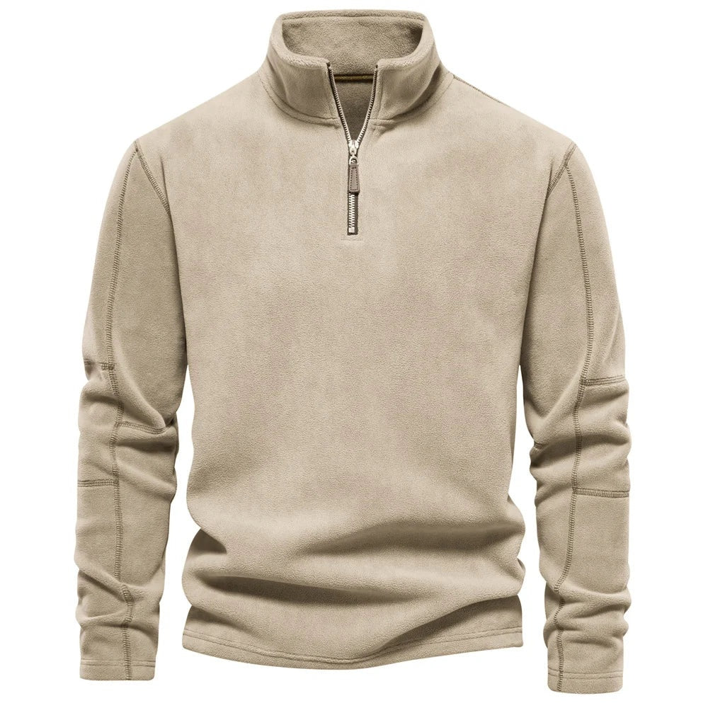 Men’s Fashion Fleece Sweatshirt – Zipper Stand-Collar Casual Top