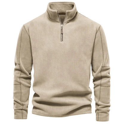 Men’s Fashion Fleece Sweatshirt – Zipper Stand-Collar Casual Top
