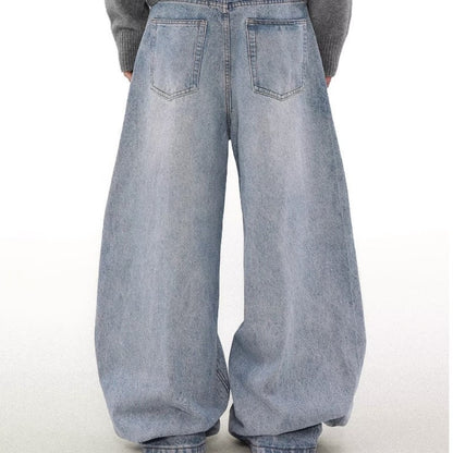Retro Washed Straight Leg Jeans for Men – Distressed Casual Denim Pants