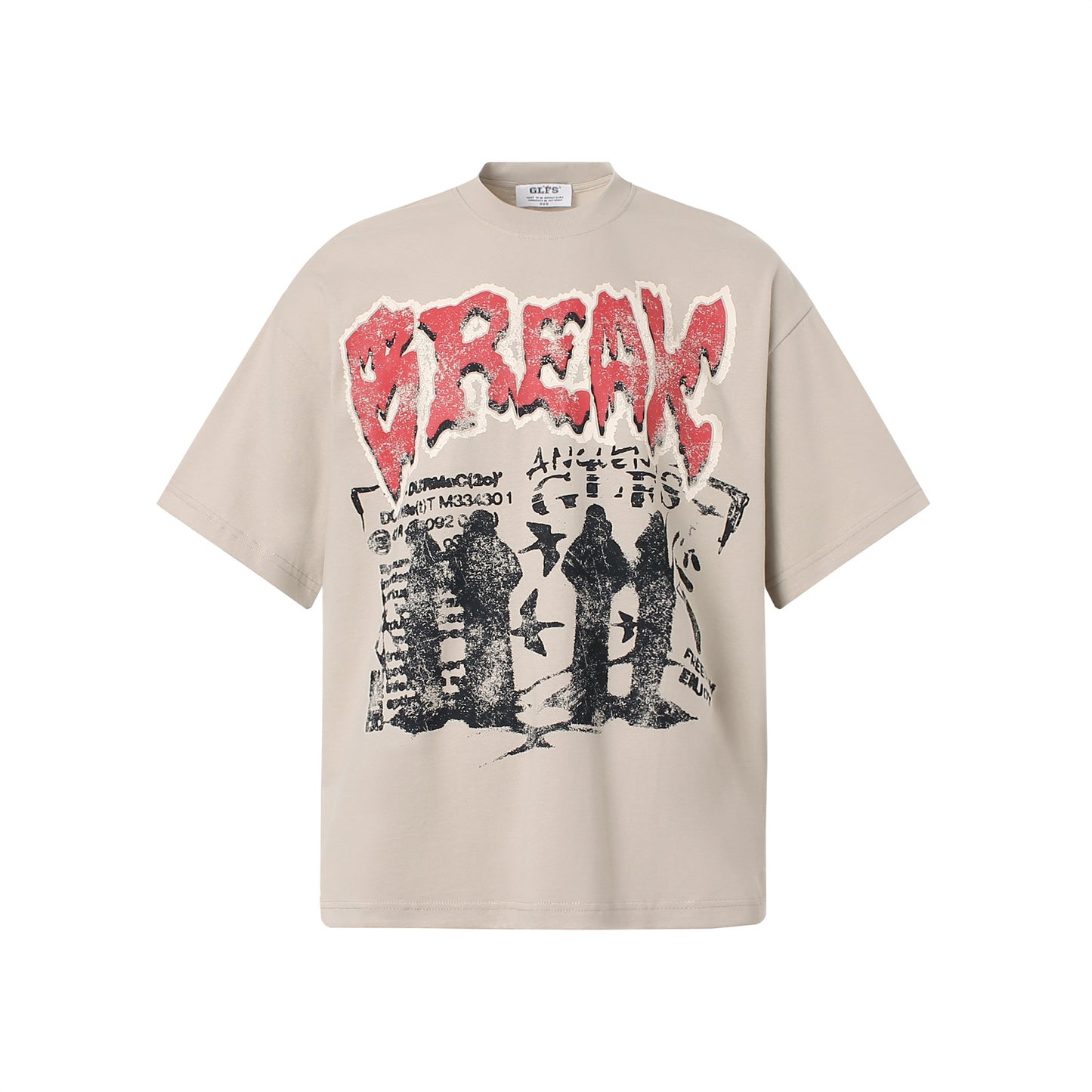 Men’s American Streetwear Hip-Hop Rock Band Graphic T-Shirt – Letter Print Short Sleeve Tee