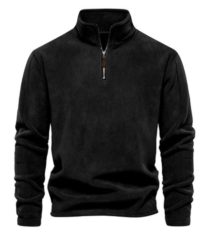 Men’s Fashion Fleece Sweatshirt – Zipper Stand-Collar Casual Top