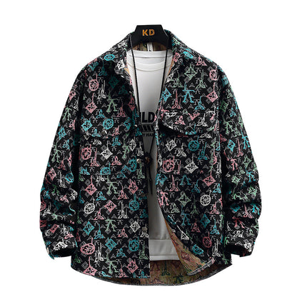 Men’s Casual Lapel Shirt Coat – Stylish Streetwear Button-Up Jacket