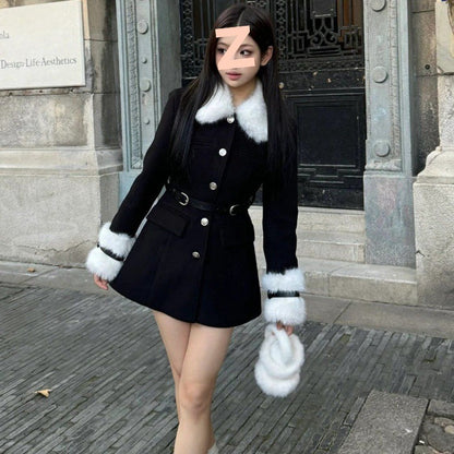 Women’s Patchwork Fur Collar Coat – Warm, Stylish & Easy-Match Winter Jacket