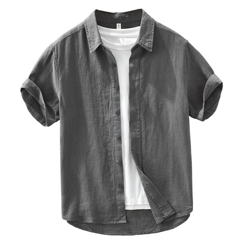 Lightweight Cotton Linen Short Sleeve Shirt for Men – Cool & Comfortable Lapel Style