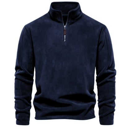 Men’s Fashion Fleece Sweatshirt – Zipper Stand-Collar Casual Top