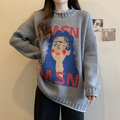Women’s Knit Sweater Coat Top – Soft Loose Fit Korean Fashion Outerwear