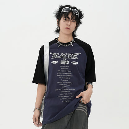 Men’s Trendy Letter Print Cotton T-Shirt – Short Sleeve Casual Tee
