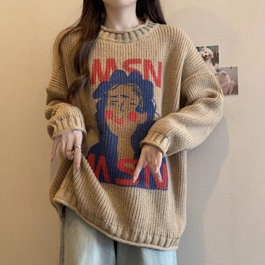 Women’s Knit Sweater Coat Top – Soft Loose Fit Korean Fashion Outerwear