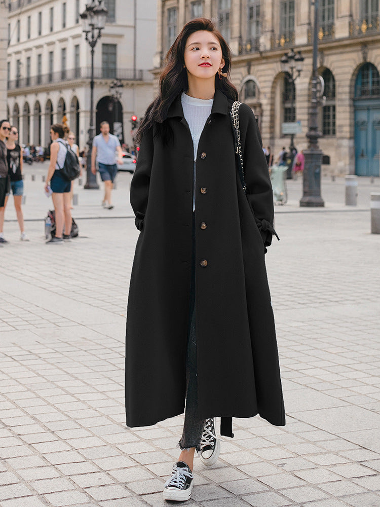 Women’s Medium-Length Wool Jacket – Classic Warm Coat for Fall & Winter