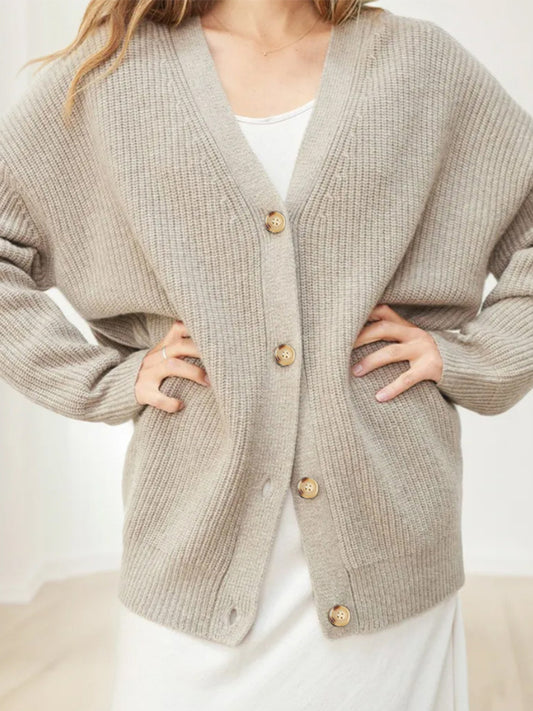 Women’s Solid Color Cardigan Sweater Coat – Casual Long Sleeve Knit Outerwear
