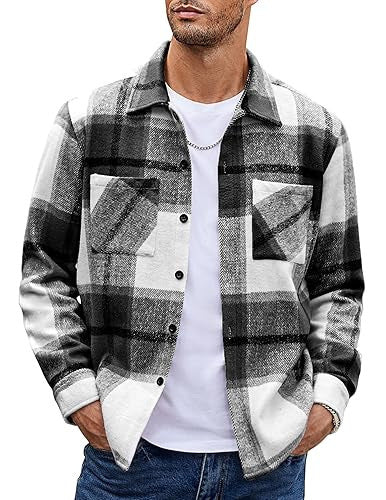 Men's Vintage Button-Up Shirt – Casual Retro Long Sleeve Fall Winter Top