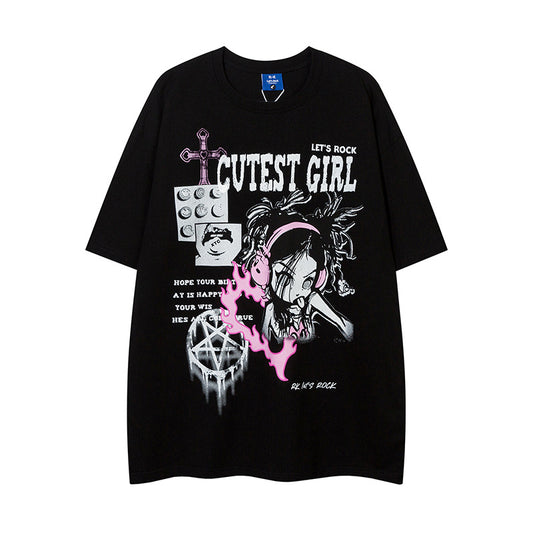 Women’s Cartoon Animation Graphic T-Shirt – Short Sleeve Casual Tee