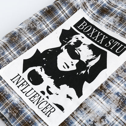 Vintage Distressed Plaid Jacket Women – Casual Checkered Trendy Outerwear