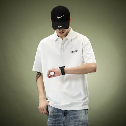 Men's American Style Lapel Shirt – Loose Heavy Short Sleeve Casual Fashion Tee