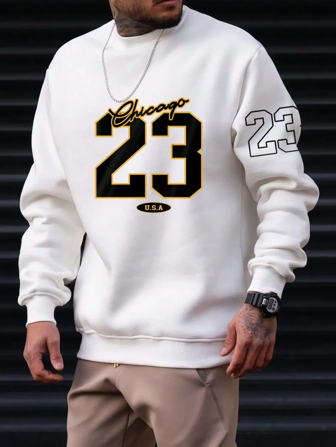 Men’s Letter Print Fleece Sweatsuit Set