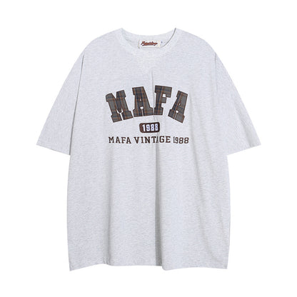 Women’s Casual Letter Patch Embroidery T-Shirt – Stylish Short Sleeve Cotton Top