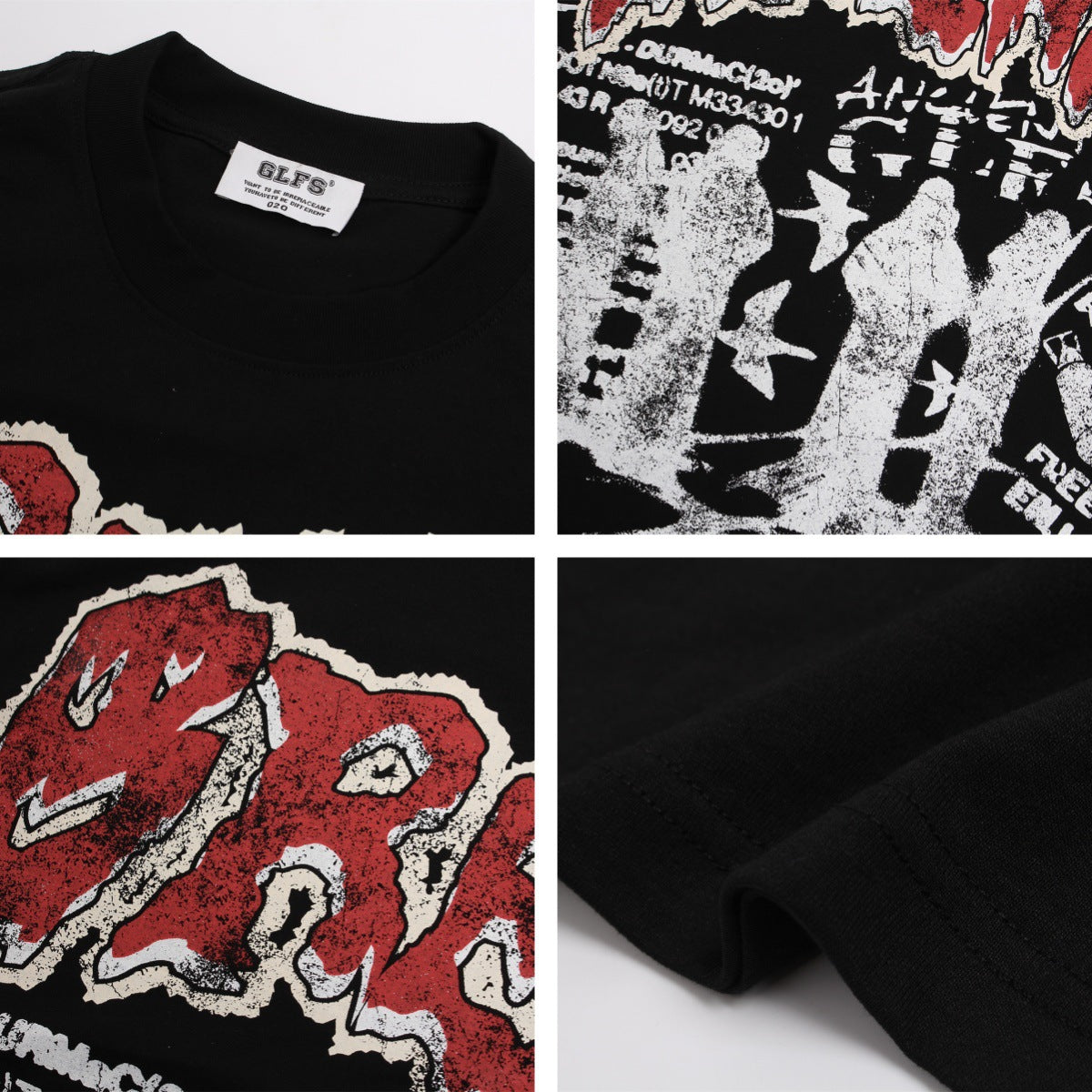 Men’s American Streetwear Hip-Hop Rock Band Graphic T-Shirt – Letter Print Short Sleeve Tee