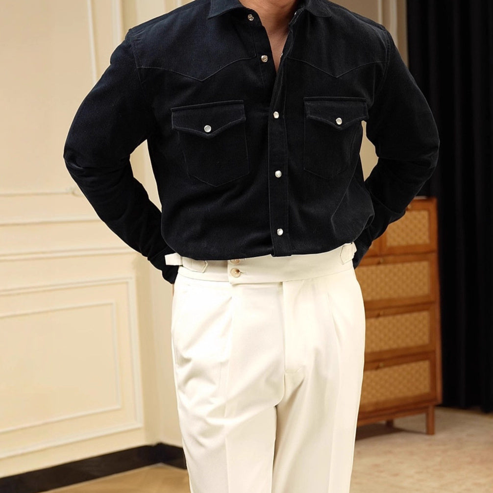 Men’s Casual Business Shirt – 100% Pure Cotton Lampwick Weave, Comfortable Everyday Office & Smart Casual Wear