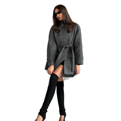 Ladies Polyester Trench Coat – Stylish Lace-Up Front Jacket