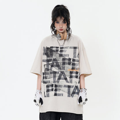 Unisex Letter Print Loose T-Shirt – Casual Top for Men & Women