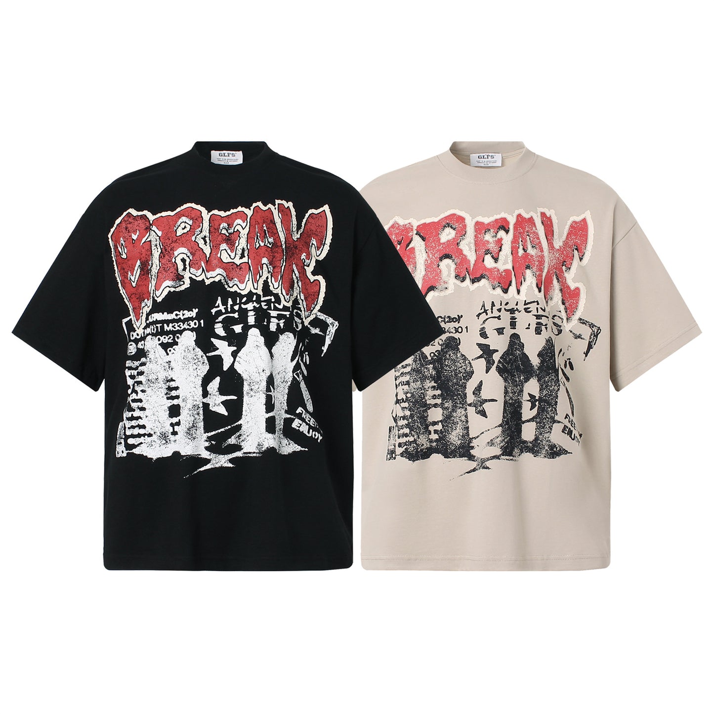 Men’s American Streetwear Hip-Hop Rock Band Graphic T-Shirt – Letter Print Short Sleeve Tee