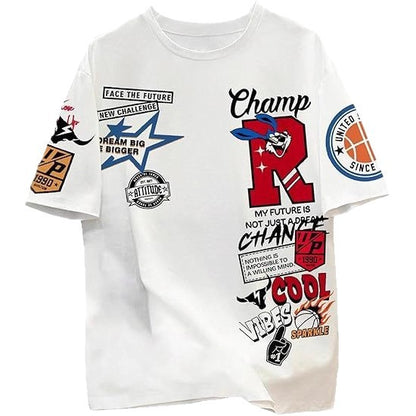 Men’s Vintage 3D Graphic T-Shirt – Retro American Streetwear Style