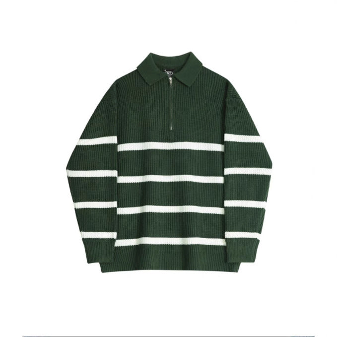 Men’s Casual Half Zip Knitted Jacket – Loose Fit Lightweight Pullover Top