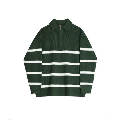 Men’s Casual Half Zip Knitted Jacket – Loose Fit Lightweight Pullover Top