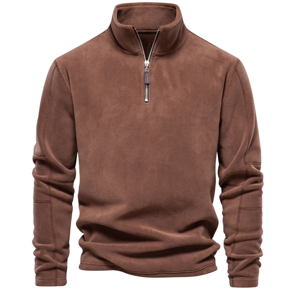 Men’s Fashion Fleece Sweatshirt – Zipper Stand-Collar Casual Top