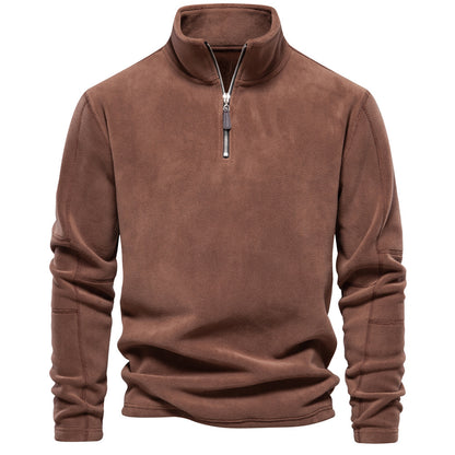 Men’s Fashion Fleece Sweatshirt – Zipper Stand-Collar Casual Top