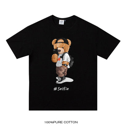 Men’s Cotton Bear Graphic T-Shirt – Casual Short Sleeve Cute Animal Print Tee