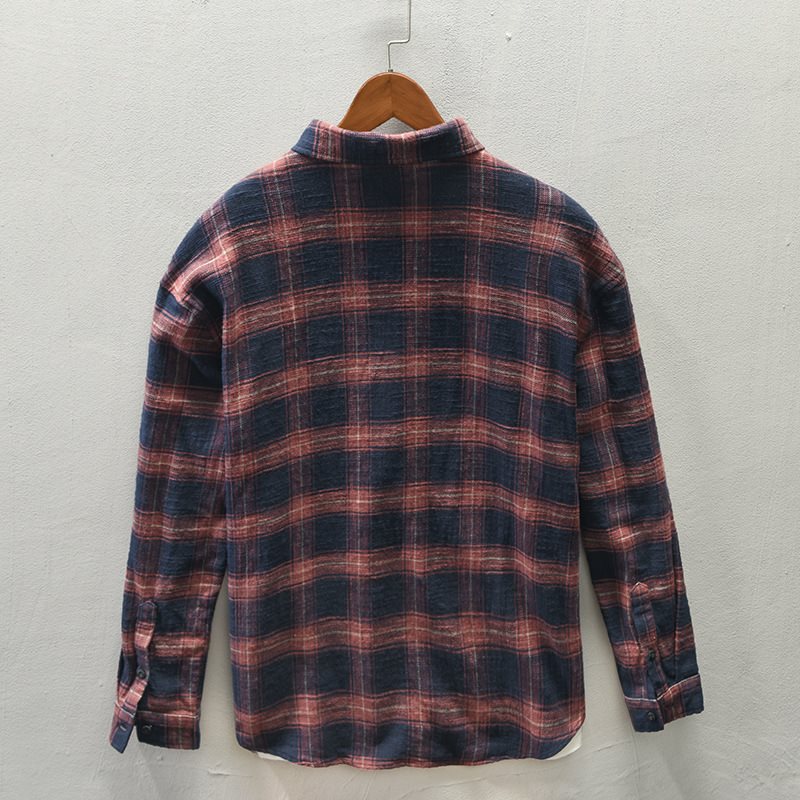 Men’s Casual Plaid Long Sleeve Shirt – Stylish Striped Spring Fall Outfit
