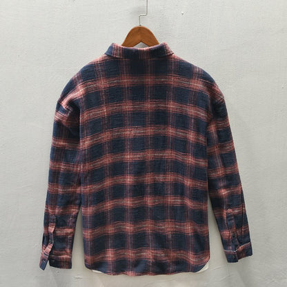 Men’s Casual Plaid Long Sleeve Shirt – Stylish Striped Spring Fall Outfit