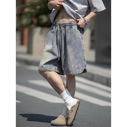 Men’s Denim Shorts Straight-Leg Casual Summer Jean Shorts